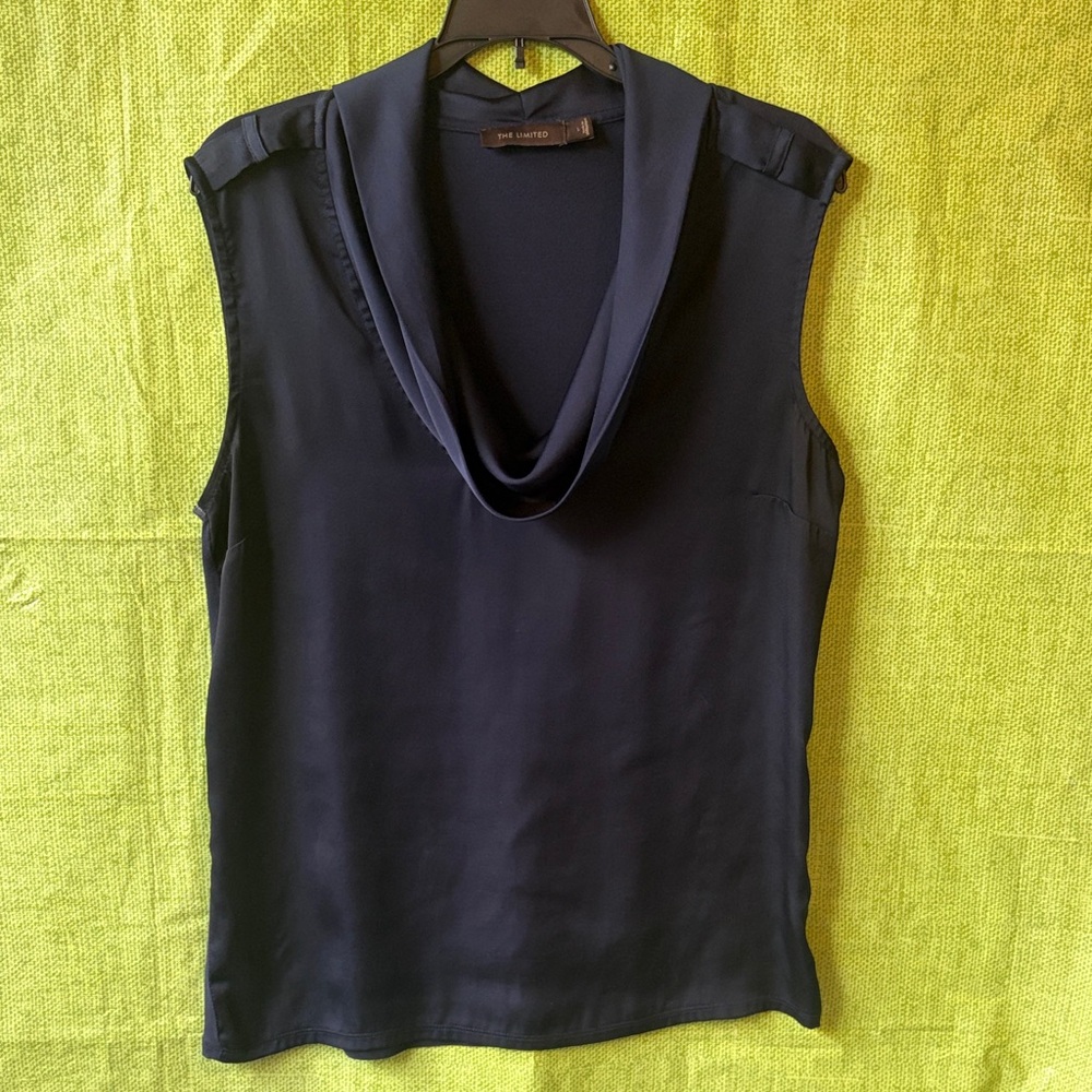 The Limited Deep Blue Sleeveless Cowl Neck Blouse